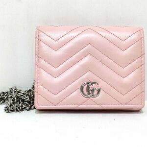Gucci Iridescent pink marmont wallet on chain